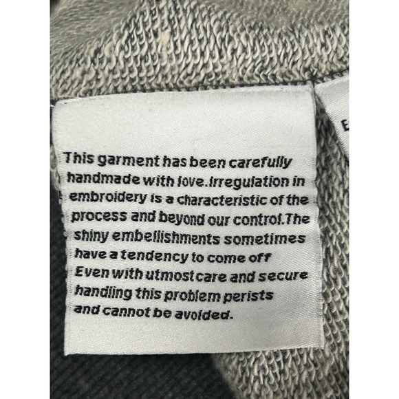 HEMANT & NANDITA Embellished Sweatshirt Grey Crewneck Pullover Size S - CJ - Picture 6 of 9